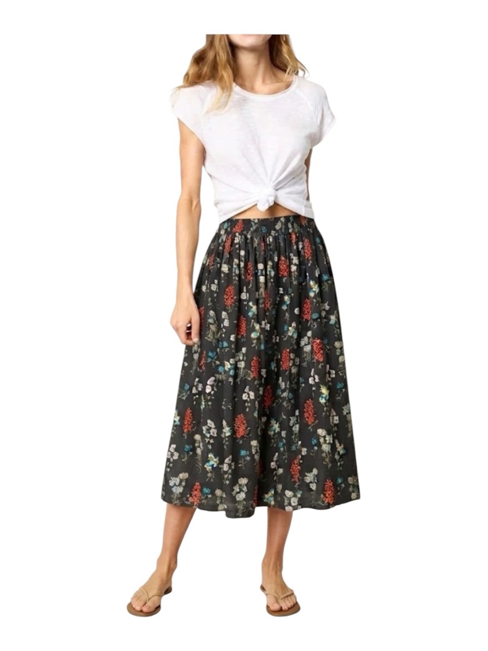 Natural Life Floral Midi Romantic Boho Skirt
